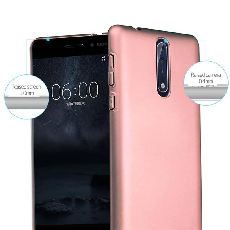 Cadorabo Hülle kompatibel mit Nokia 8 2017 Hard Case Schutzhülle in Metall Optik gegen Kratzer und Stöße