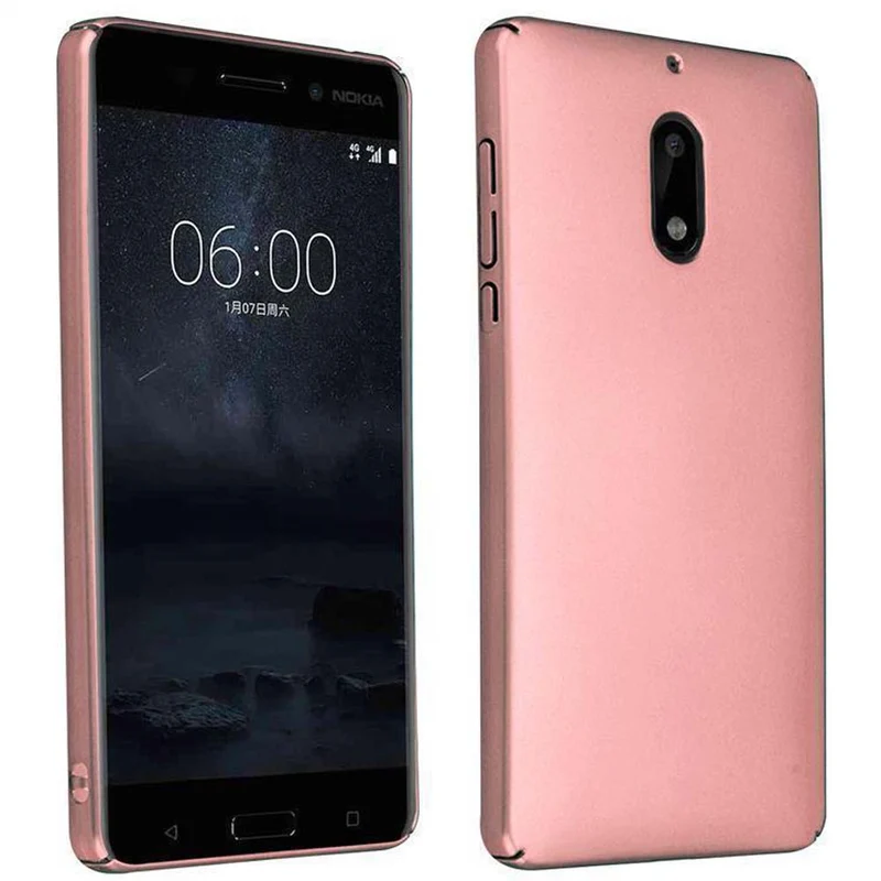 Cadorabo Hülle kompatibel mit Nokia 6 2017 Hard Case Schutzhülle in Metall Optik gegen Kratzer und Stöße