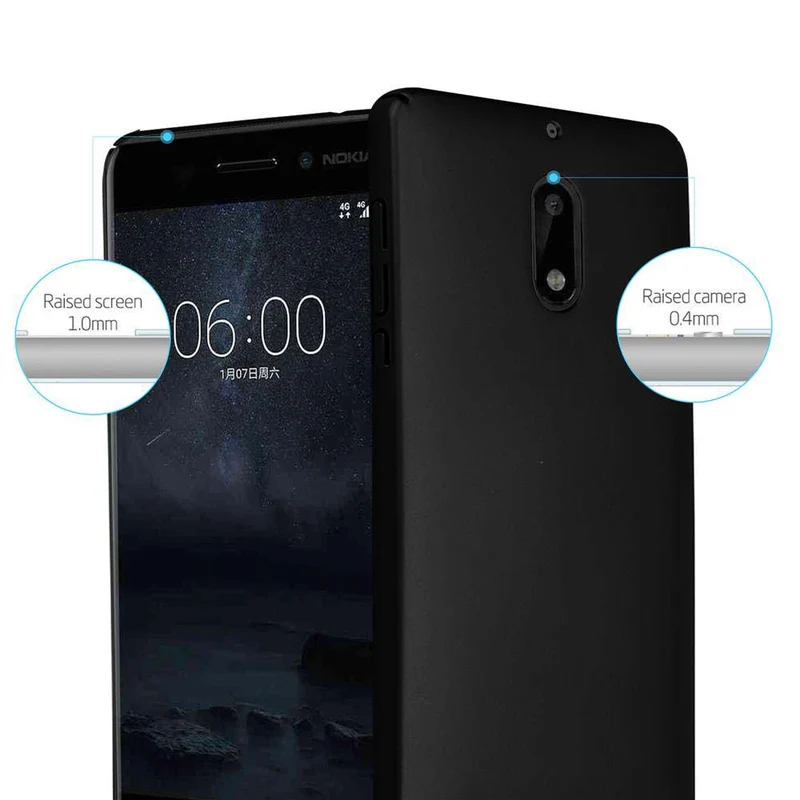 Cadorabo Hülle kompatibel mit Nokia 6 2017 Hard Case Schutzhülle in Metall Optik gegen Kratzer und Stöße