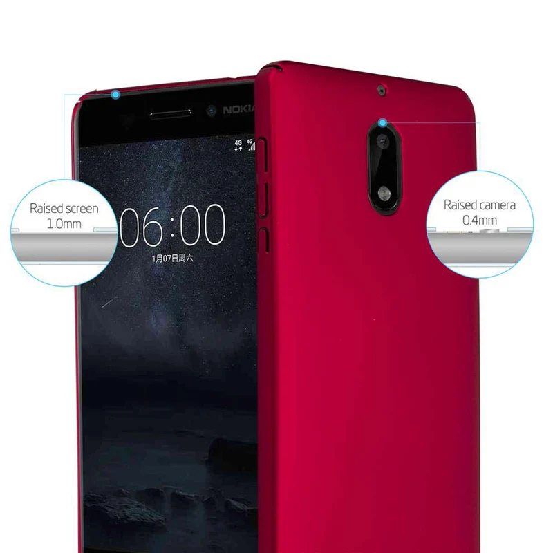 Cadorabo Hülle kompatibel mit Nokia 6 2017 Hard Case Schutzhülle in Metall Optik gegen Kratzer und Stöße