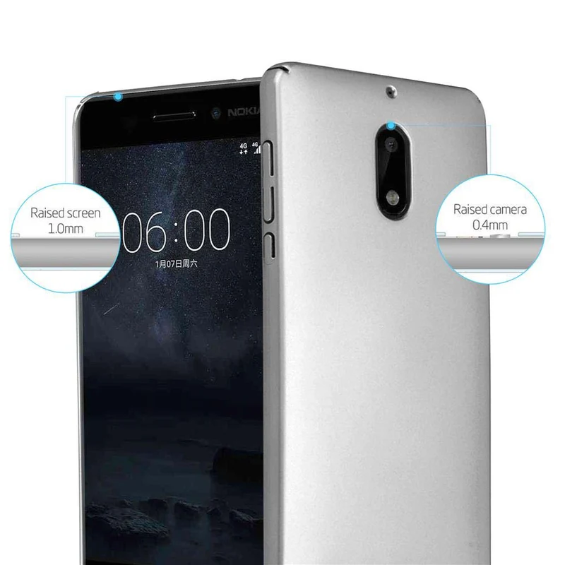Cadorabo Hülle kompatibel mit Nokia 6 2017 Hard Case Schutzhülle in Metall Optik gegen Kratzer und Stöße
