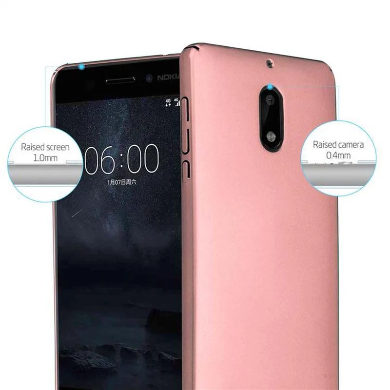 Cadorabo Hülle kompatibel mit Nokia 6 2017 Hard Case Schutzhülle in Metall Optik gegen Kratzer und Stöße