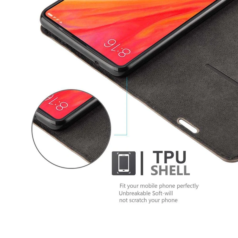 Cadorabo Hülle kompatibel mit Xiaomi Mi MIX 2S Schutzhülle mit Magnetverschluss, Standfunktion und Kartenfach