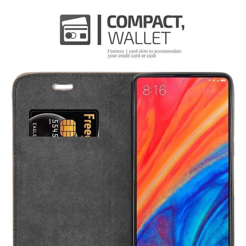 Cadorabo Hülle kompatibel mit Xiaomi Mi MIX 2S Schutzhülle mit Magnetverschluss, Standfunktion und Kartenfach