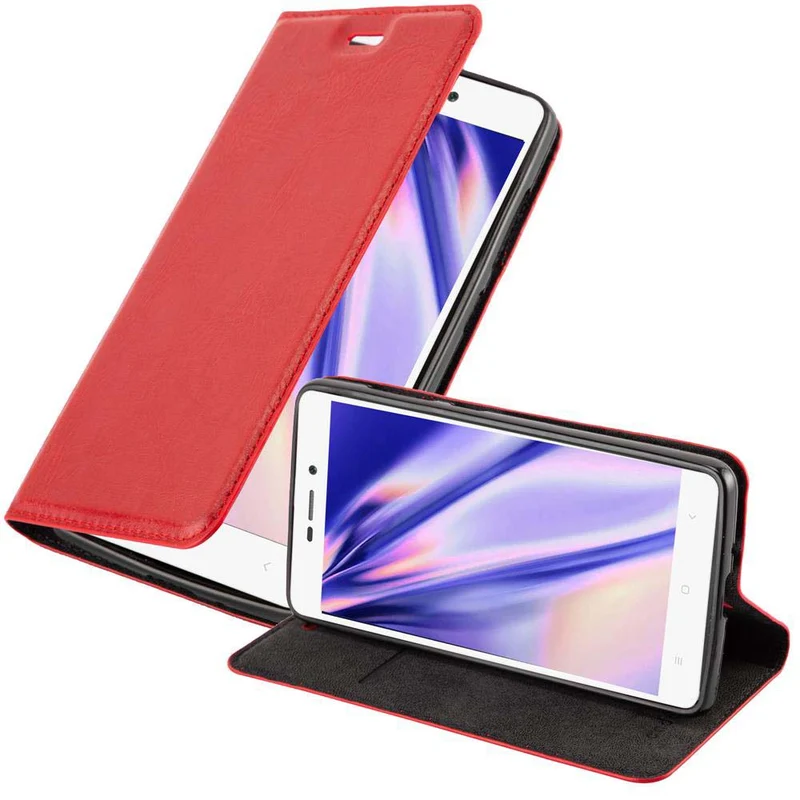 Cadorabo Hülle kompatibel mit Xiaomi RedMi 3S Schutzhülle mit Magnetverschluss, Standfunktion und Kartenfach