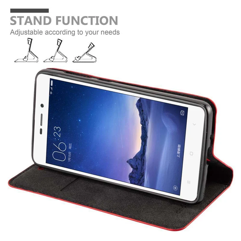 Cadorabo Hülle kompatibel mit Xiaomi RedMi 3S Schutzhülle mit Magnetverschluss, Standfunktion und Kartenfach