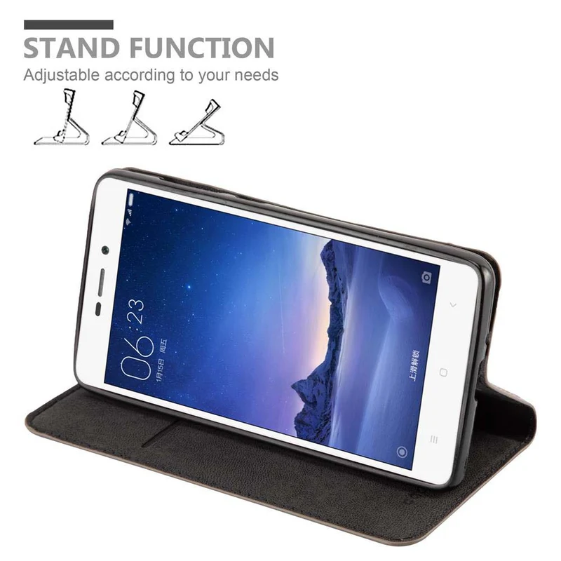 Cadorabo Hülle kompatibel mit Xiaomi RedMi 3S Schutzhülle mit Magnetverschluss, Standfunktion und Kartenfach