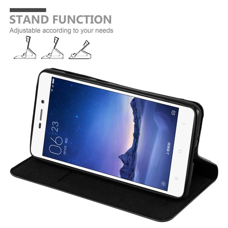 Cadorabo Hülle kompatibel mit Xiaomi RedMi 3S Schutzhülle mit Magnetverschluss, Standfunktion und Kartenfach