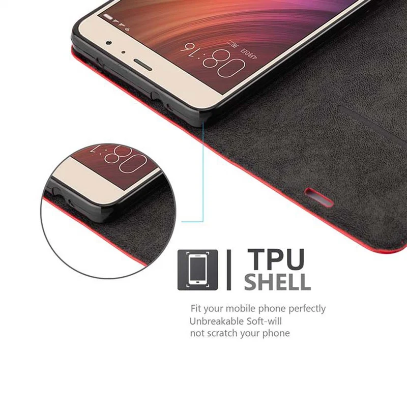 Cadorabo Hülle kompatibel mit Xiaomi RedMi PRO Schutzhülle mit Magnetverschluss, Standfunktion und Kartenfach