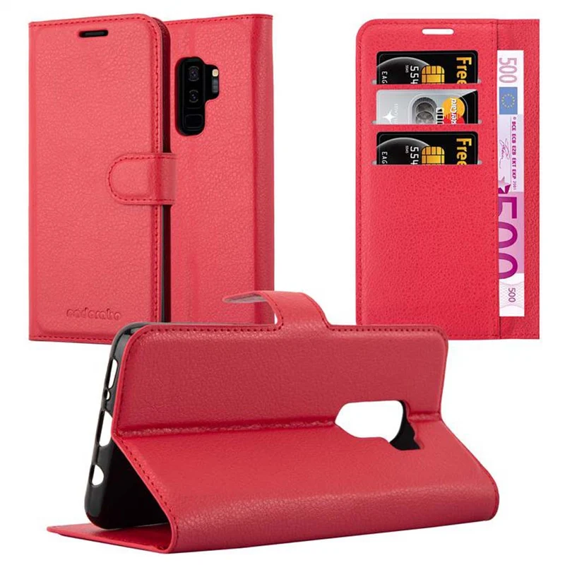 Cadorabo Hülle kompatibel mit Samsung Galaxy S9 PLUS Schutzhülle mit Magnetverschluss, Standfunktion und Kartenfach