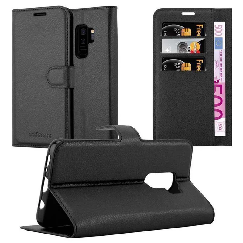 Cadorabo Hülle kompatibel mit Samsung Galaxy S9 PLUS Schutzhülle mit Magnetverschluss, Standfunktion und Kartenfach
