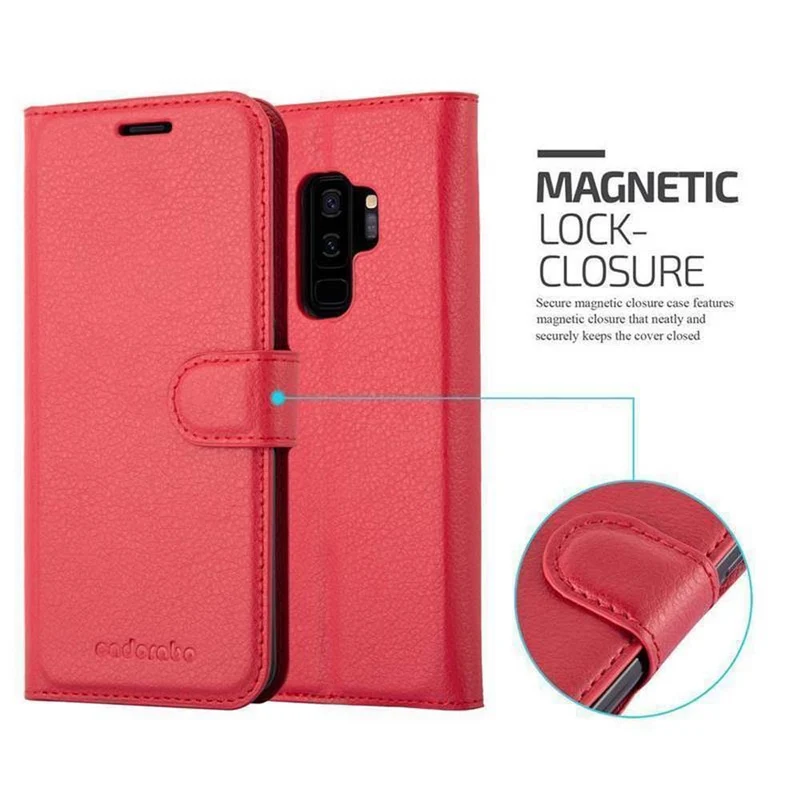 Cadorabo Hülle kompatibel mit Samsung Galaxy S9 PLUS Schutzhülle mit Magnetverschluss, Standfunktion und Kartenfach