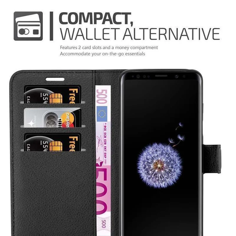 Cadorabo Hülle kompatibel mit Samsung Galaxy S9 PLUS Schutzhülle mit Magnetverschluss, Standfunktion und Kartenfach
