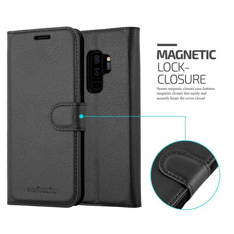 Cadorabo Hülle kompatibel mit Samsung Galaxy S9 PLUS Schutzhülle mit Magnetverschluss, Standfunktion und Kartenfach