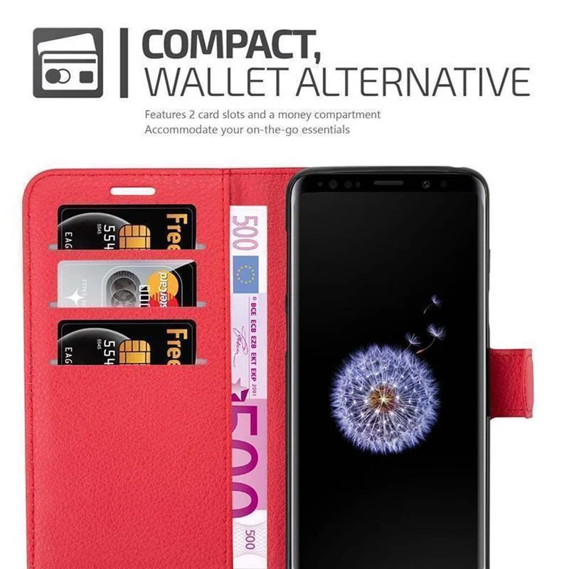 Cadorabo Hülle kompatibel mit Samsung Galaxy S9 Schutzhülle mit Magnetverschluss, Standfunktion und Kartenfach