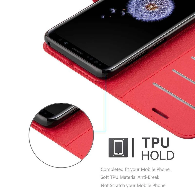 Cadorabo Hülle kompatibel mit Samsung Galaxy S9 Schutzhülle mit Magnetverschluss, Standfunktion und Kartenfach