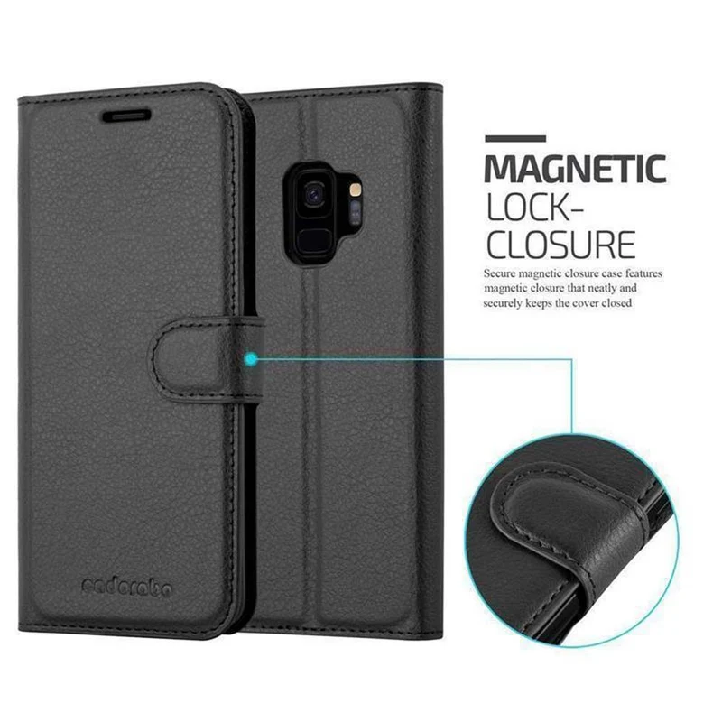 Cadorabo Hülle kompatibel mit Samsung Galaxy S9 Schutzhülle mit Magnetverschluss, Standfunktion und Kartenfach
