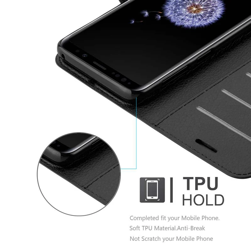 Cadorabo Hülle kompatibel mit Samsung Galaxy S9 Schutzhülle mit Magnetverschluss, Standfunktion und Kartenfach