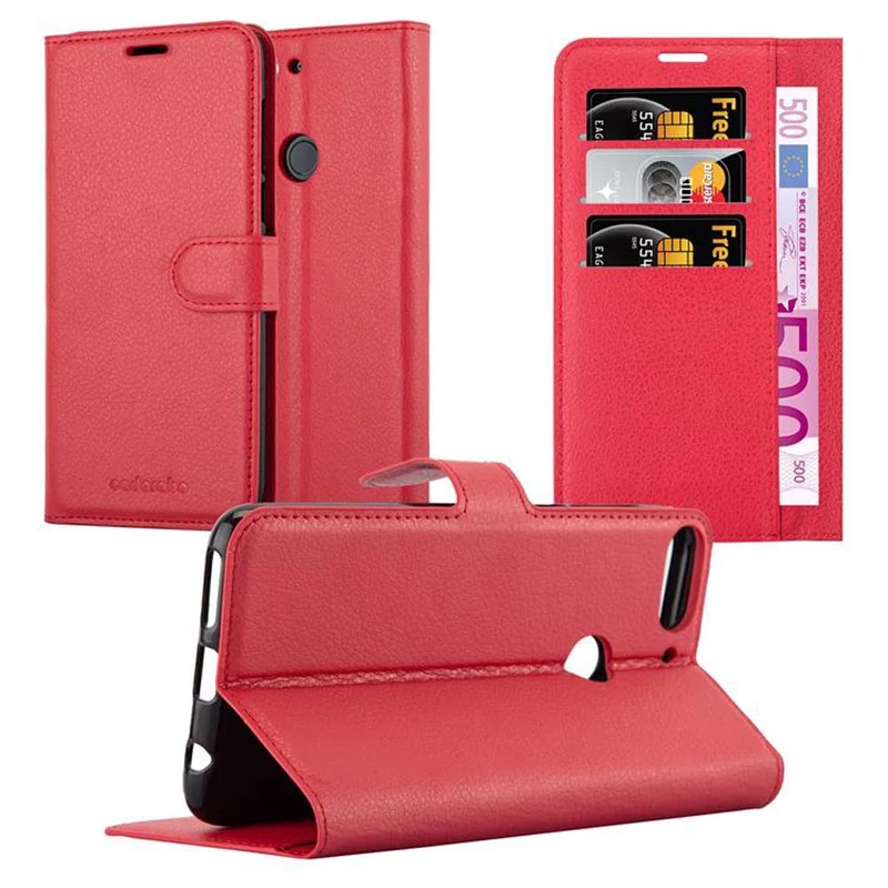Cadorabo Hülle kompatibel mit HTC Desire 12 PLUS Schutzhülle mit Magnetverschluss, Standfunktion und Kartenfach