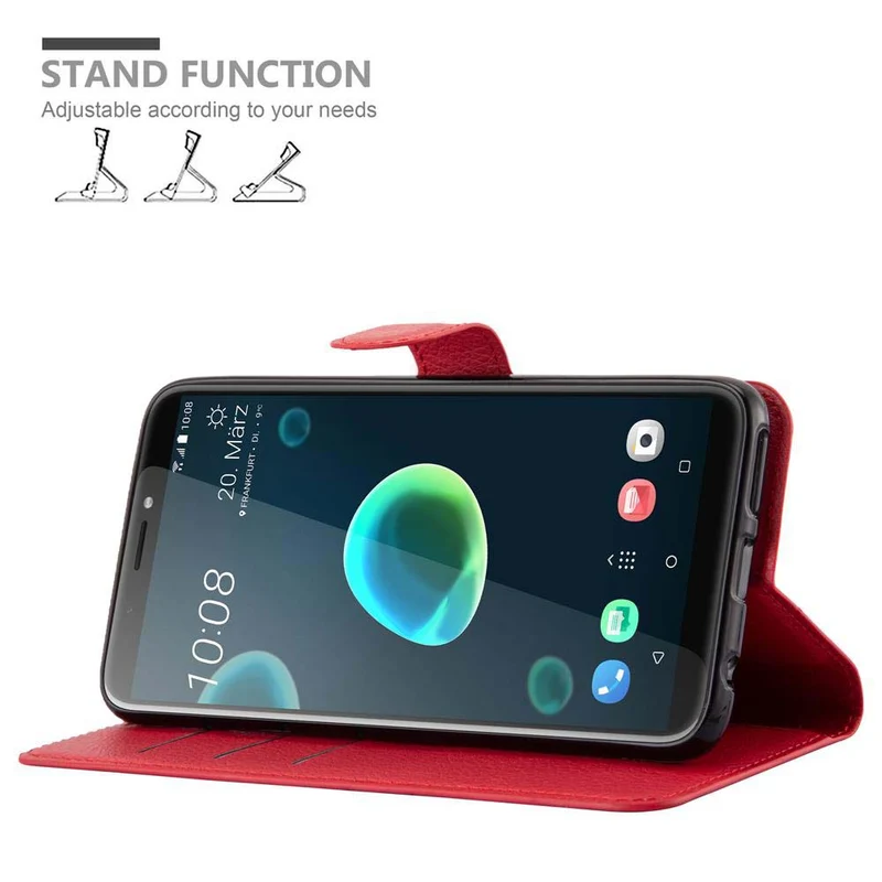 Cadorabo Hülle kompatibel mit HTC Desire 12 PLUS Schutzhülle mit Magnetverschluss, Standfunktion und Kartenfach