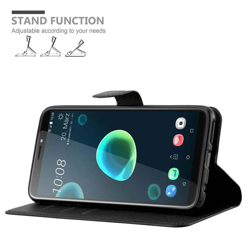 Cadorabo Hülle kompatibel mit HTC Desire 12 PLUS Schutzhülle mit Magnetverschluss, Standfunktion und Kartenfach