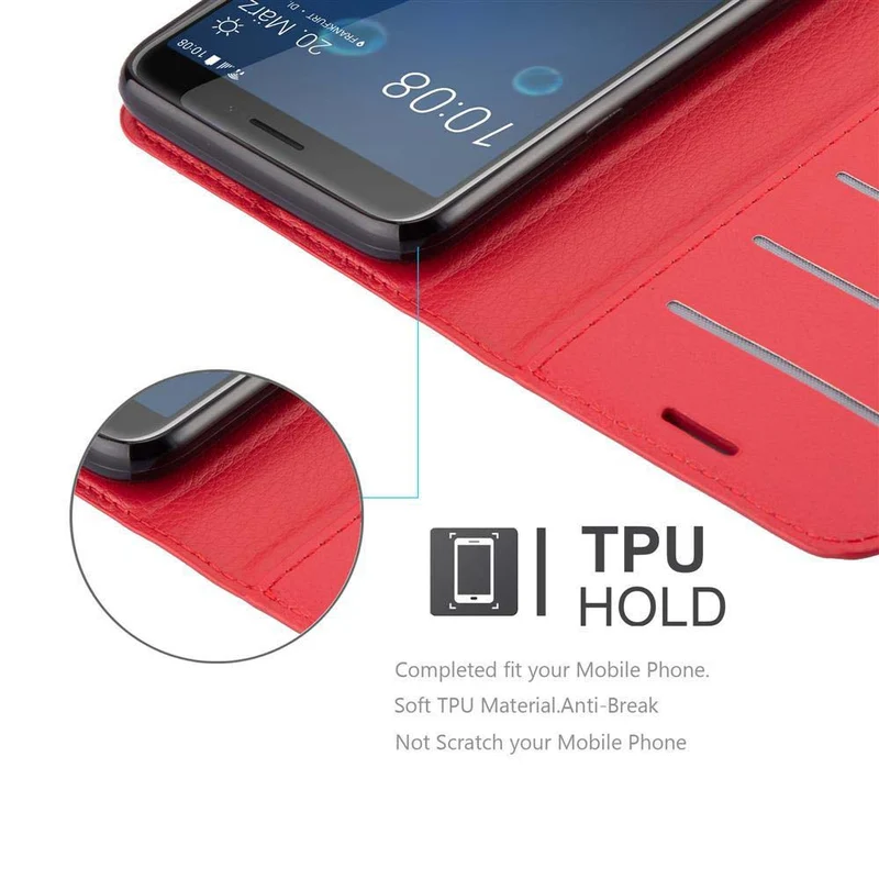 Cadorabo Hülle kompatibel mit HTC Desire 12 Schutzhülle mit Magnetverschluss, Standfunktion und Kartenfach