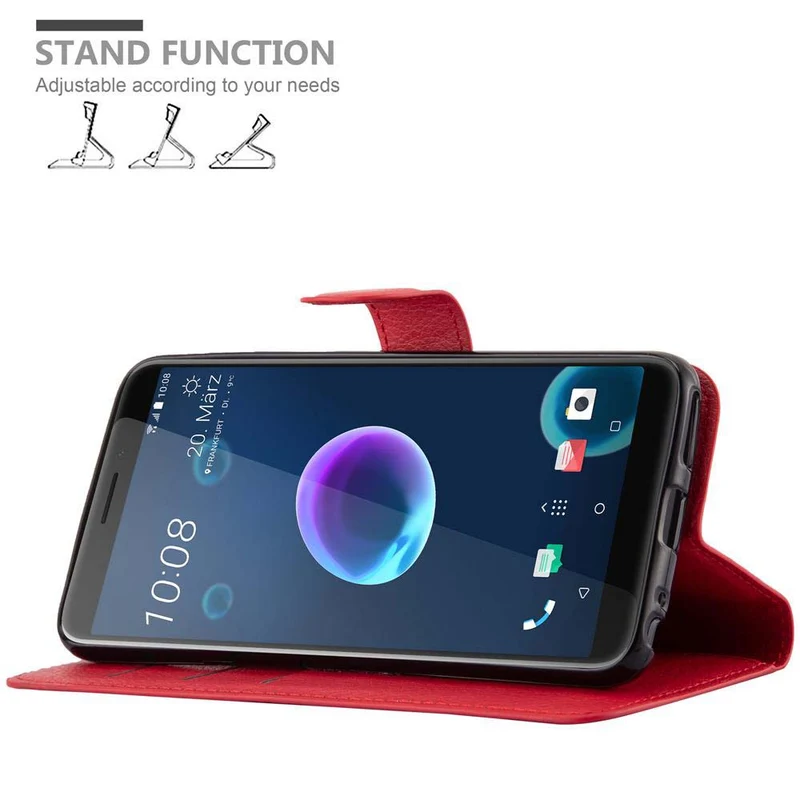 Cadorabo Hülle kompatibel mit HTC Desire 12 Schutzhülle mit Magnetverschluss, Standfunktion und Kartenfach