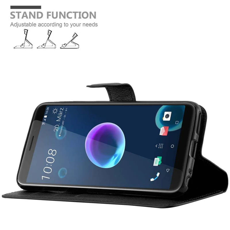 Cadorabo Hülle kompatibel mit HTC Desire 12 Schutzhülle mit Magnetverschluss, Standfunktion und Kartenfach