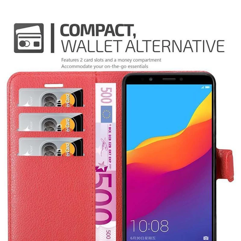 Cadorabo Hülle kompatibel mit Honor 7C / Huawei Y7 2018 Schutzhülle mit Magnetverschluss, Standfunktion und Kartenfach