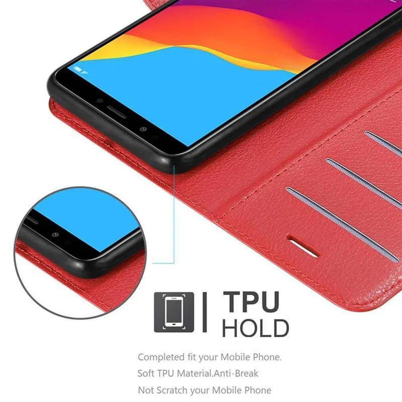 Cadorabo Hülle kompatibel mit Honor 7C / Huawei Y7 2018 Schutzhülle mit Magnetverschluss, Standfunktion und Kartenfach