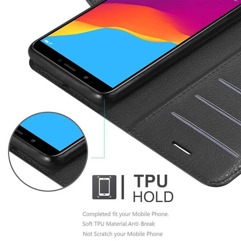 Cadorabo Hülle kompatibel mit Honor 7C / Huawei Y7 2018 Schutzhülle mit Magnetverschluss, Standfunktion und Kartenfach