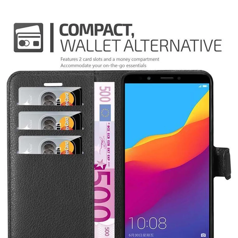 Cadorabo Hülle kompatibel mit Honor 7C / Huawei Y7 2018 Schutzhülle mit Magnetverschluss, Standfunktion und Kartenfach