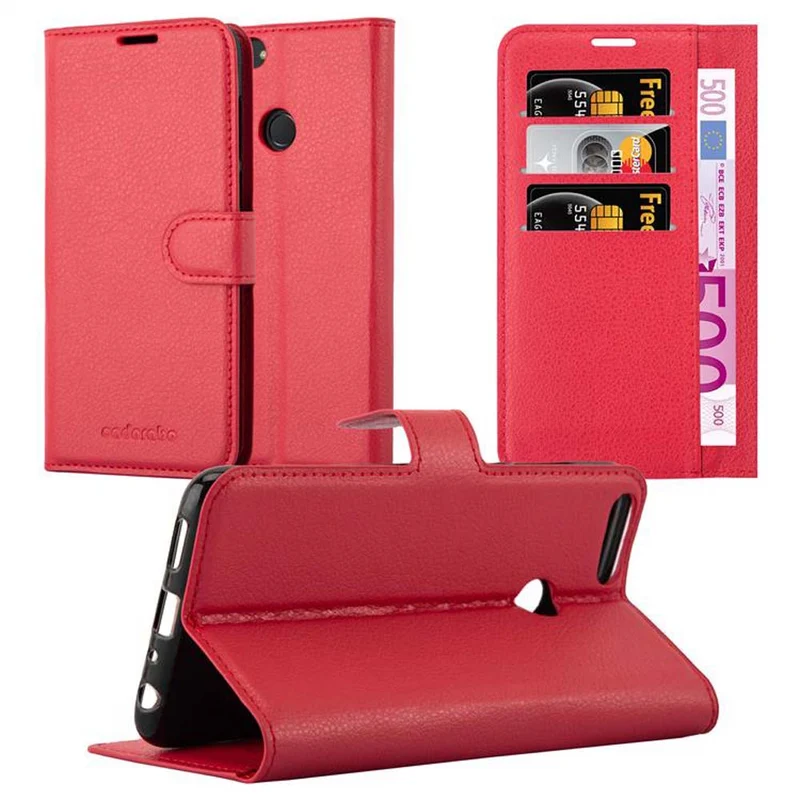 Cadorabo Hülle kompatibel mit Huawei P SMART 2018 / Enjoy 7S Schutzhülle mit Magnetverschluss, Standfunktion und Kartenfach