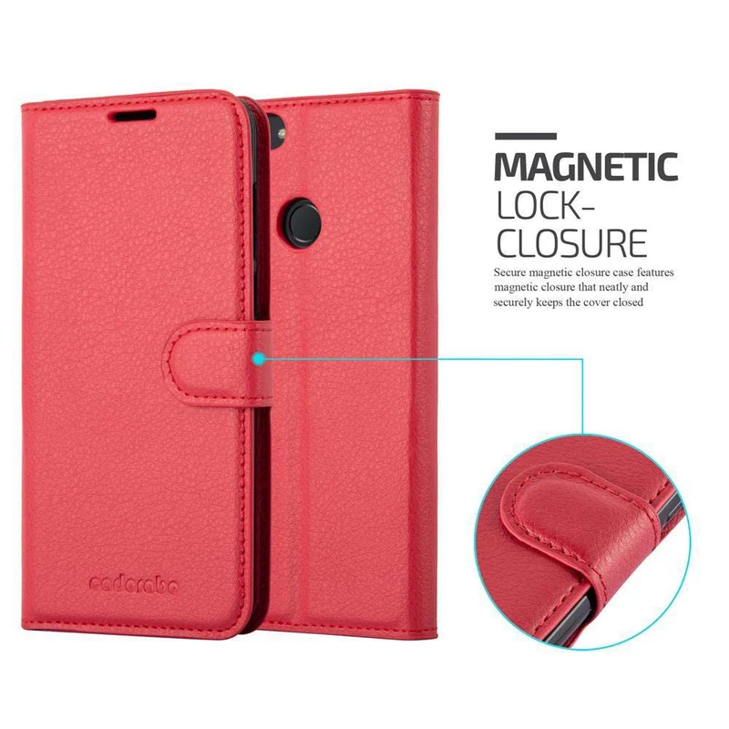 Cadorabo Hülle kompatibel mit Huawei P SMART 2018 / Enjoy 7S Schutzhülle mit Magnetverschluss, Standfunktion und Kartenfach