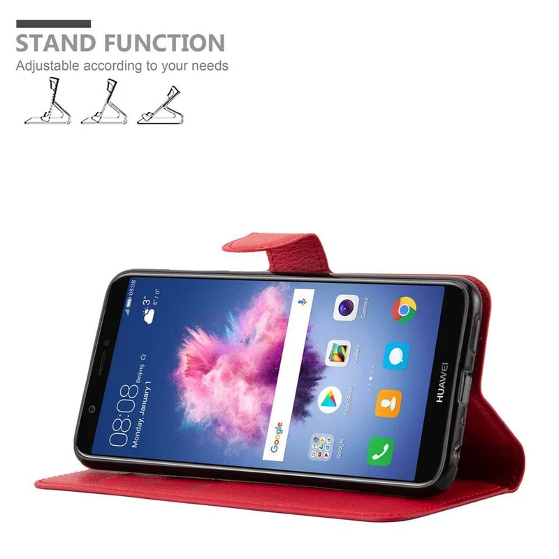 Cadorabo Hülle kompatibel mit Huawei P SMART 2018 / Enjoy 7S Schutzhülle mit Magnetverschluss, Standfunktion und Kartenfach