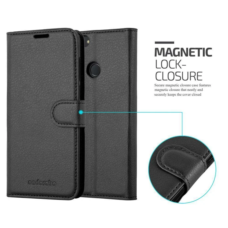 Cadorabo Hülle kompatibel mit Huawei P SMART 2018 / Enjoy 7S Schutzhülle mit Magnetverschluss, Standfunktion und Kartenfach