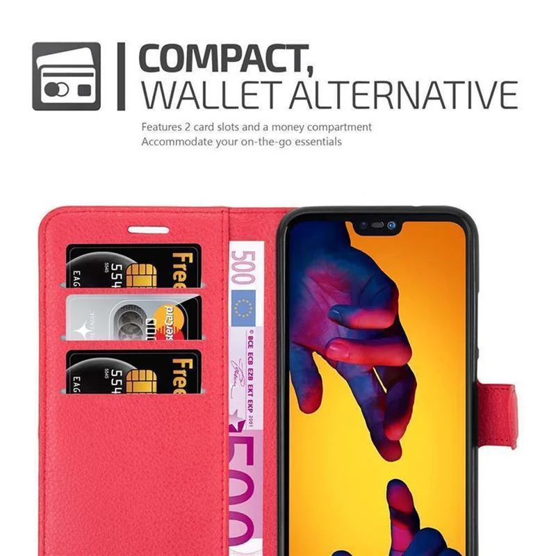Cadorabo Hülle kompatibel mit Huawei P20 LITE 2018 / NOVA 3E Schutzhülle mit Magnetverschluss, Standfunktion und Kartenfach