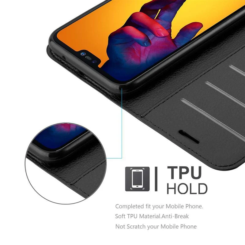 Cadorabo Hülle kompatibel mit Huawei P20 LITE 2018 / NOVA 3E Schutzhülle mit Magnetverschluss, Standfunktion und Kartenfach