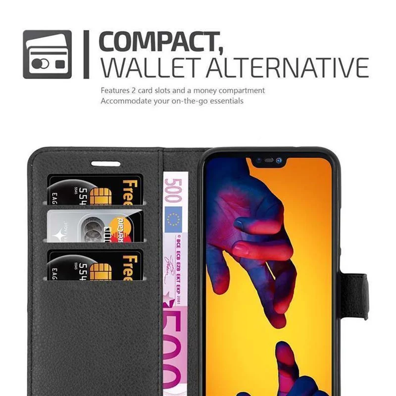 Cadorabo Hülle kompatibel mit Huawei P20 LITE 2018 / NOVA 3E Schutzhülle mit Magnetverschluss, Standfunktion und Kartenfach