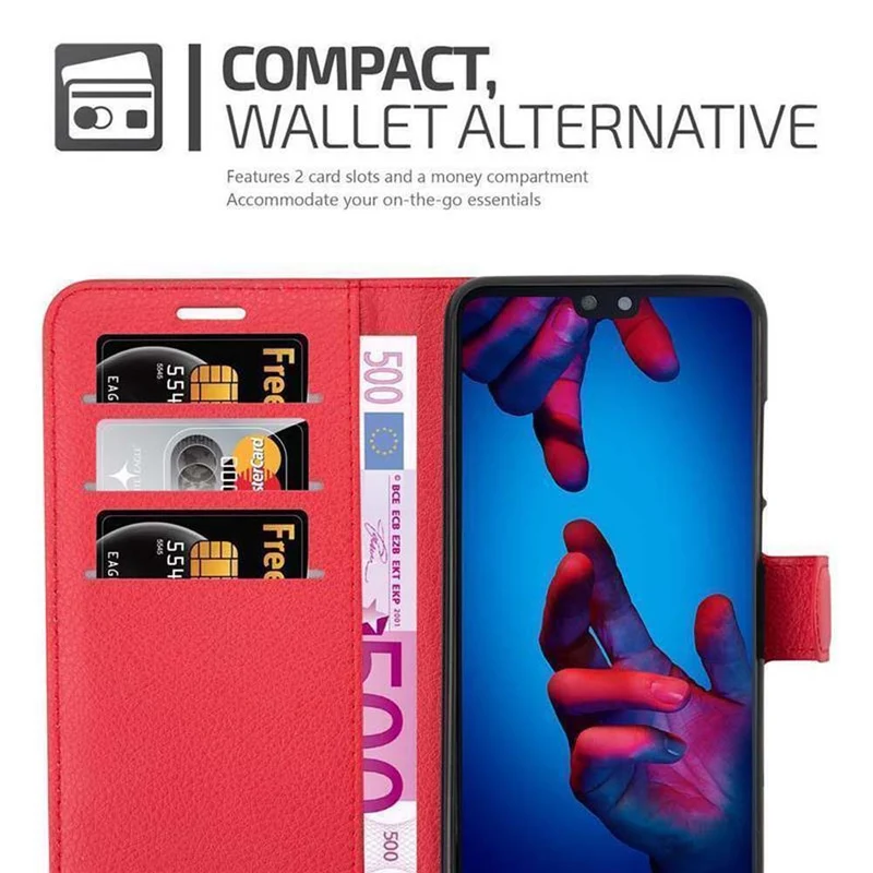 Cadorabo Hülle kompatibel mit Huawei P20 Schutzhülle mit Magnetverschluss, Standfunktion und Kartenfach