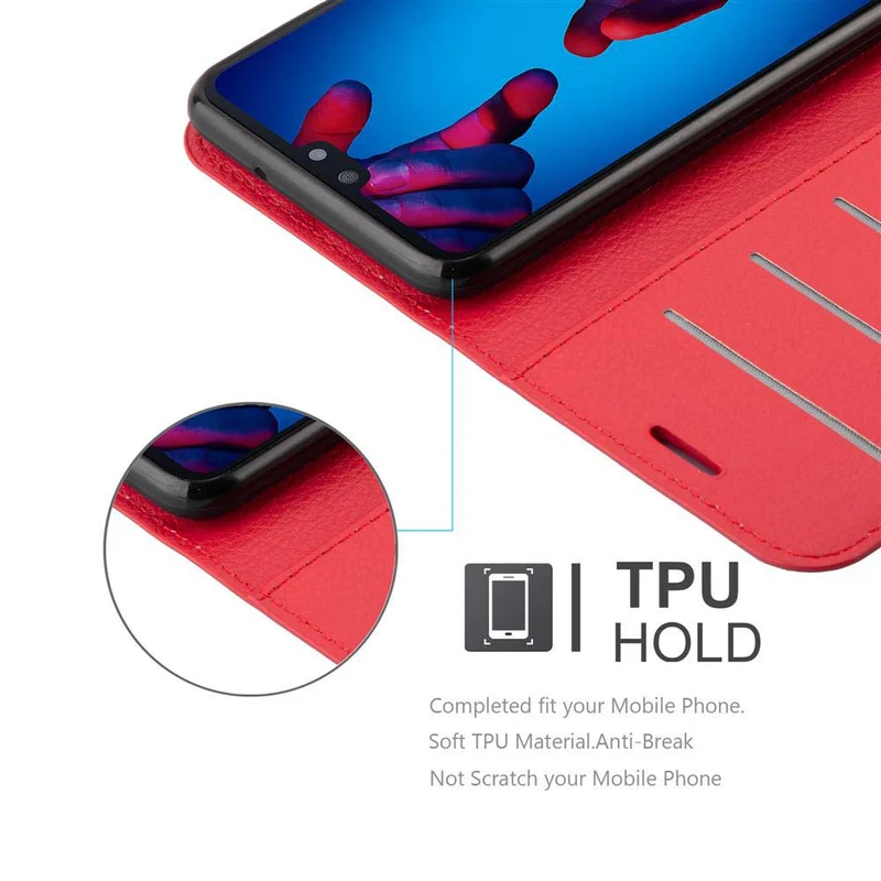 Cadorabo Hülle kompatibel mit Huawei P20 Schutzhülle mit Magnetverschluss, Standfunktion und Kartenfach
