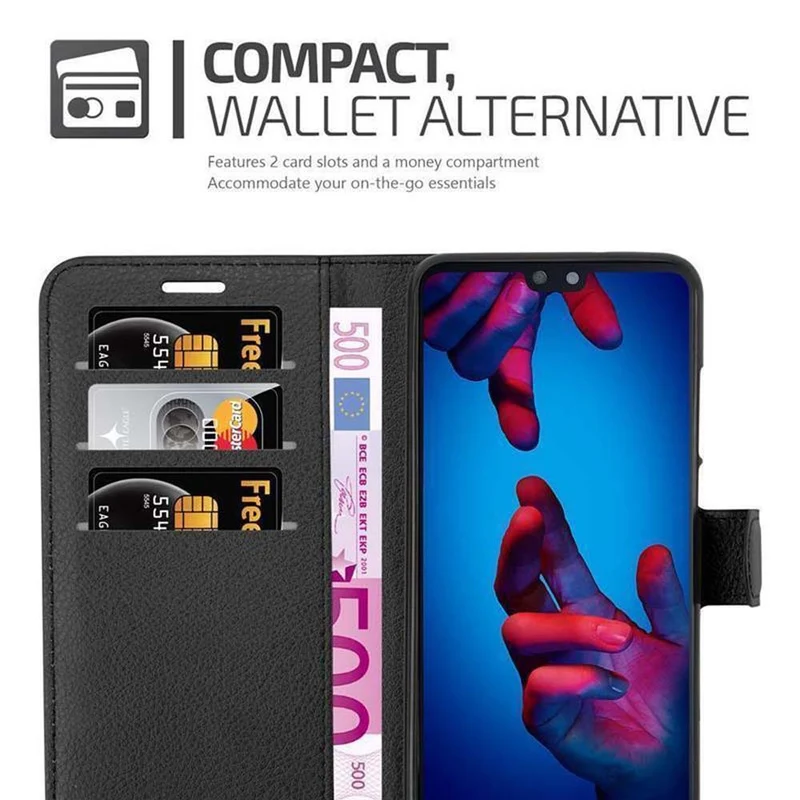 Cadorabo Hülle kompatibel mit Huawei P20 Schutzhülle mit Magnetverschluss, Standfunktion und Kartenfach