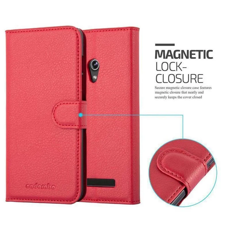 Cadorabo Hülle kompatibel mit Asus ZenFone 5 2014 Schutzhülle mit Magnetverschluss, Standfunktion und Kartenfach
