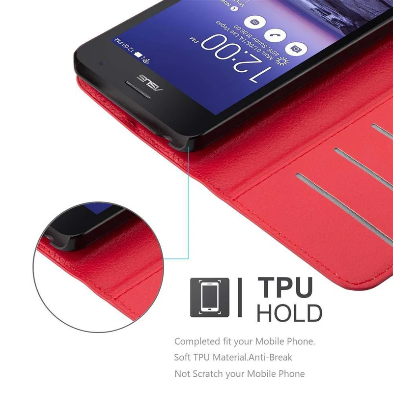 Cadorabo Hülle kompatibel mit Asus ZenFone 5 2014 Schutzhülle mit Magnetverschluss, Standfunktion und Kartenfach
