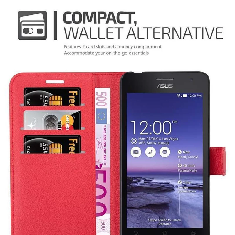 Cadorabo Hülle kompatibel mit Asus ZenFone 5 2014 Schutzhülle mit Magnetverschluss, Standfunktion und Kartenfach