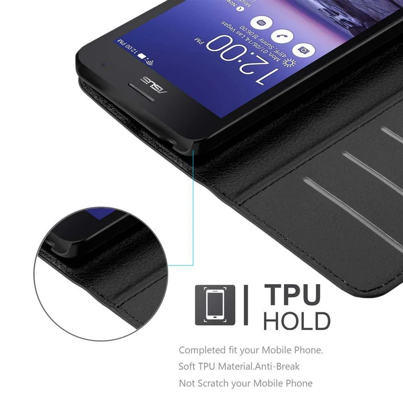 Cadorabo Hülle kompatibel mit Asus ZenFone 5 2014 Schutzhülle mit Magnetverschluss, Standfunktion und Kartenfach