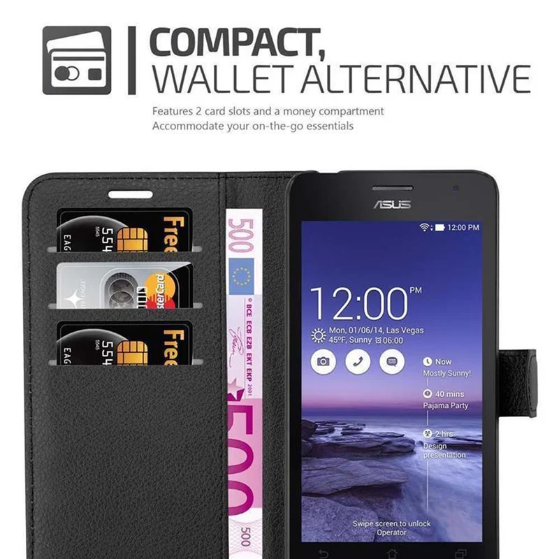 Cadorabo Hülle kompatibel mit Asus ZenFone 5 2014 Schutzhülle mit Magnetverschluss, Standfunktion und Kartenfach