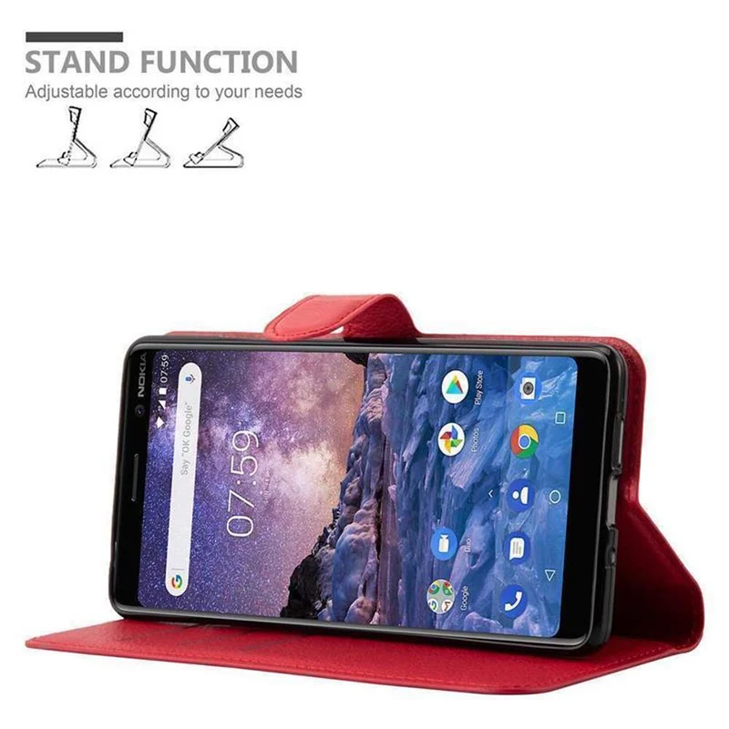 Cadorabo Hülle kompatibel mit Nokia 7 PLUS Schutzhülle mit Magnetverschluss, Standfunktion und Kartenfach
