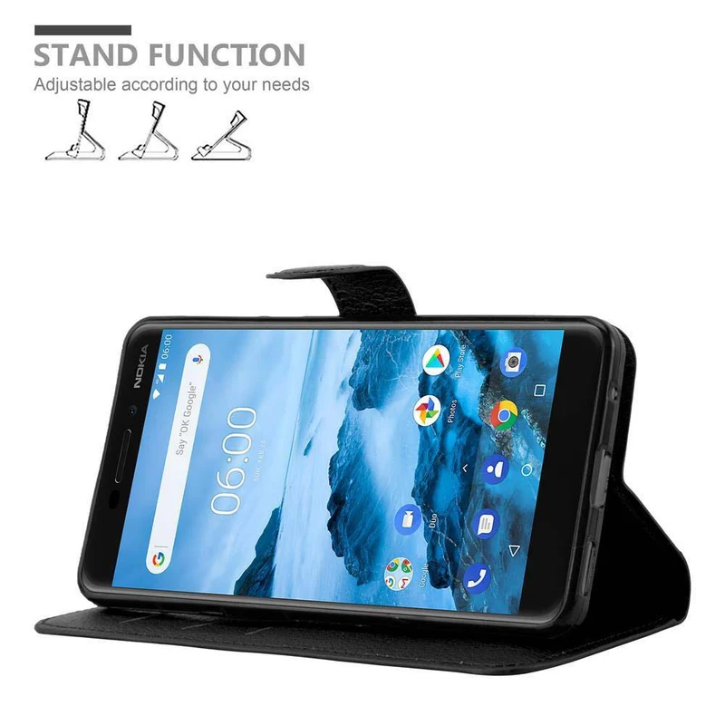 Cadorabo Hülle kompatibel mit Nokia 6,1 Schutzhülle mit Magnetverschluss, Standfunktion und Kartenfach