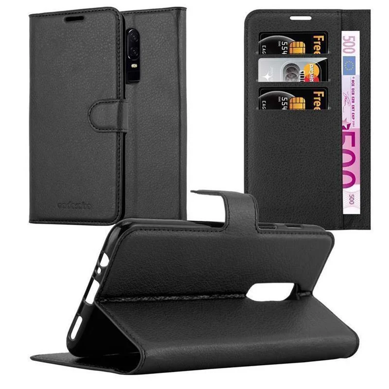 Cadorabo Hülle kompatibel mit OnePlus 6 Schutzhülle mit Magnetverschluss, Standfunktion und Kartenfach